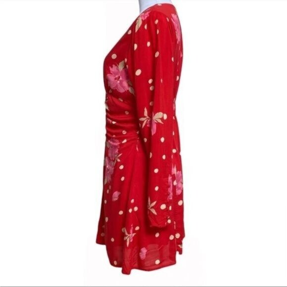 Free People Date Night Mini Dress Size Medium in Strawberry Combo Floral EUC - Picture 10 of 14